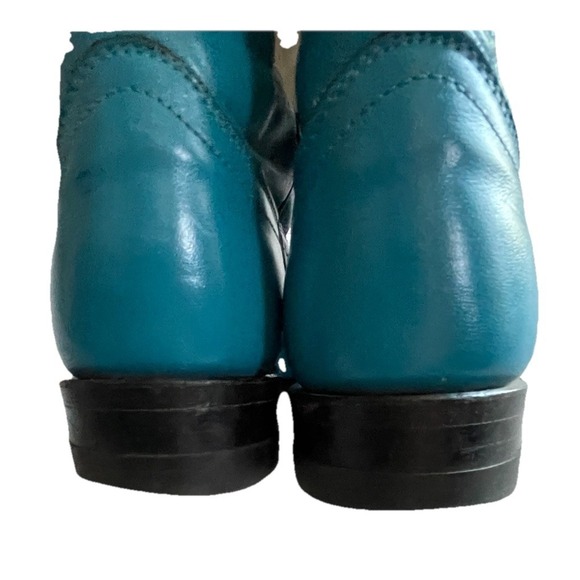 VTG Justin Roper Boots Womens 6B Leather Cowboy Teal Turquoise Western USA - Picture 5 of 8